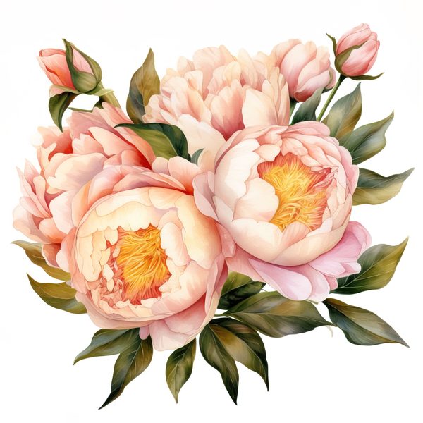 Blush Peonies Watercolor Clipart: Floral Bouquet PNG, JPG (Digital Download) — image 4