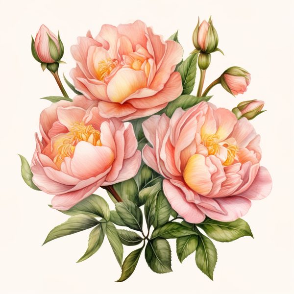 Blush Peonies Watercolor Clipart: Floral Bouquet PNG, JPG (Digital Download) — image 5