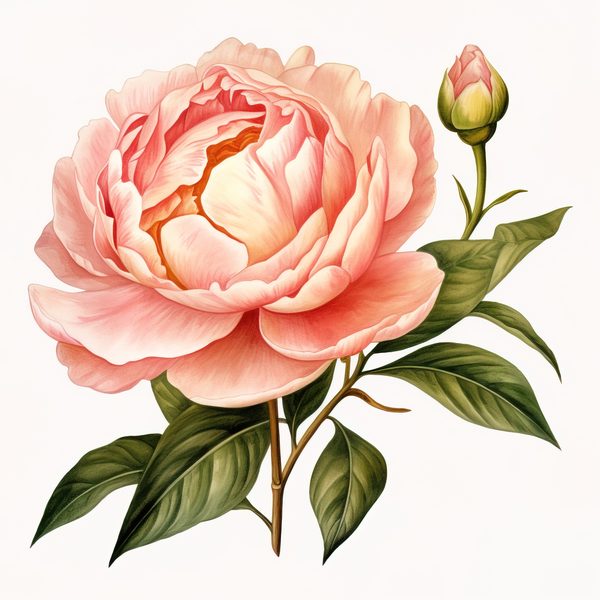Blush Peonies Watercolor Clipart: Floral Bouquet PNG, JPG (Digital Download) — image 7