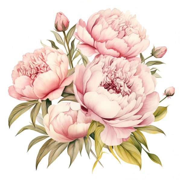 Blush Peonies Watercolor Clipart: Floral Bouquet PNG, JPG (Digital Download) — image 8