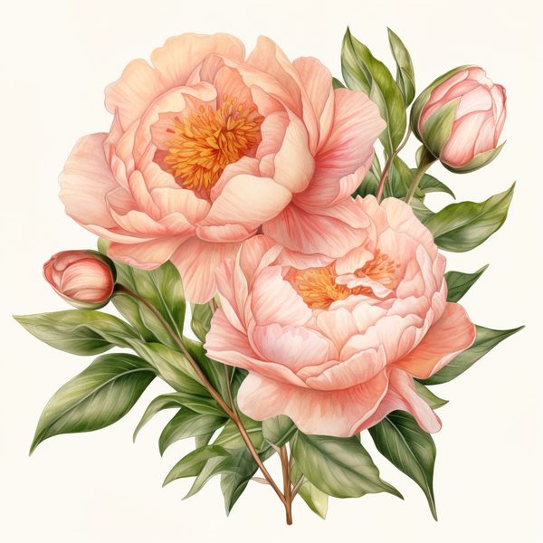 Blush Peonies Watercolor Clipart: Floral Bouquet PNG, JPG (Digital Download) — image 11