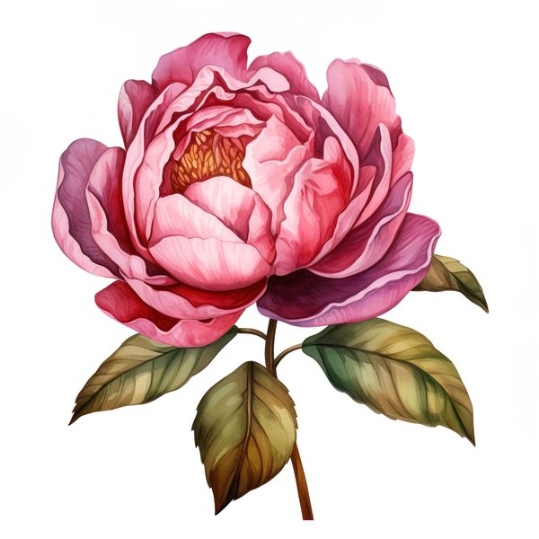 Watercolor Burgundy Floral Clipart: Roses & Peonies (JPG, PNG Digital Download) — image 3