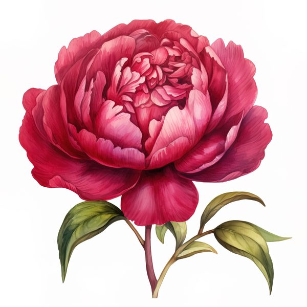 Watercolor Burgundy Floral Clipart: Roses & Peonies (JPG, PNG Digital Download) — image 5