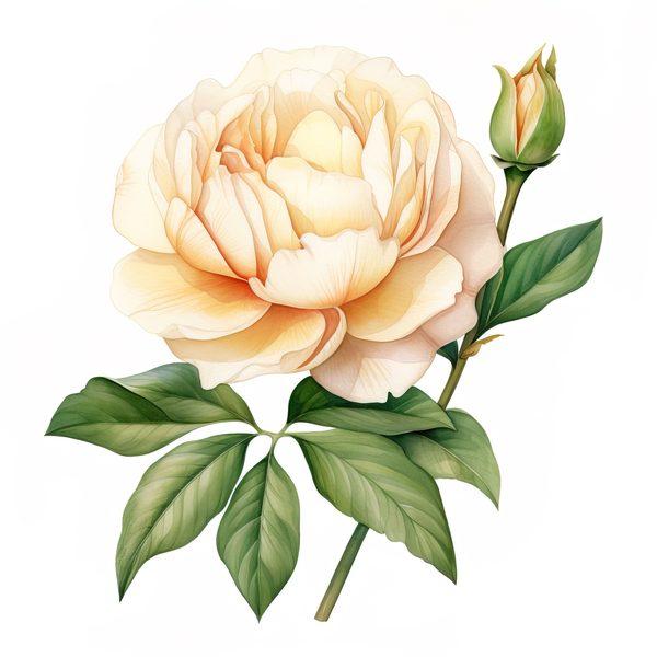 Watercolor Peony Clipart: Blush Floral PNG Elements (Digital Download — image 1