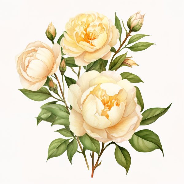 Watercolor Peony Clipart: Blush Floral PNG Elements (Digital Download — image 2