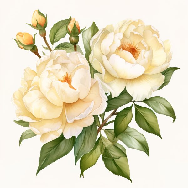 Watercolor Peony Clipart: Blush Floral PNG Elements (Digital Download — image 3