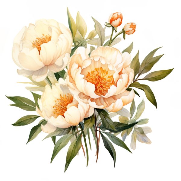 Watercolor Peony Clipart: Blush Floral PNG Elements (Digital Download — image 5