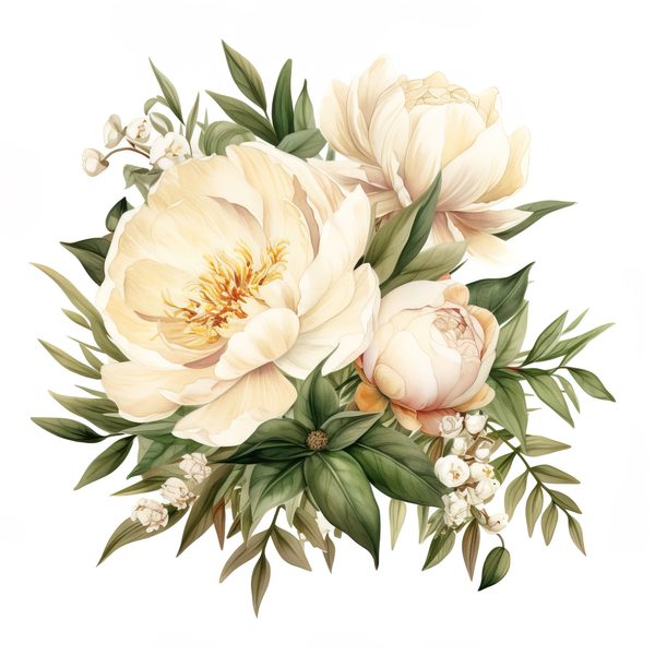Watercolor Peony Clipart: Blush Floral PNG Elements (Digital Download — image 9