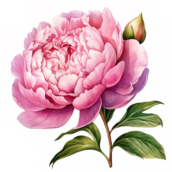 Watercolor Pink Peonies Clipart: Floral Design, Commercial Use (PNG JPG) — image 3