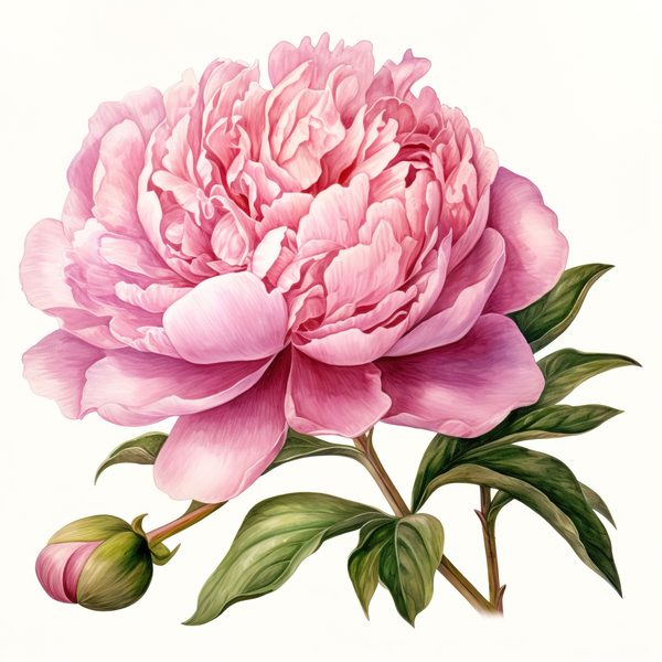 Watercolor Pink Peonies Clipart: Floral Design, Commercial Use (PNG JPG) — image 8