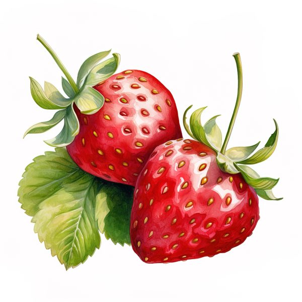 Watercolor Strawberry Clipart: Vivid Fruit Illustrations (JPG, PNG) — image 2