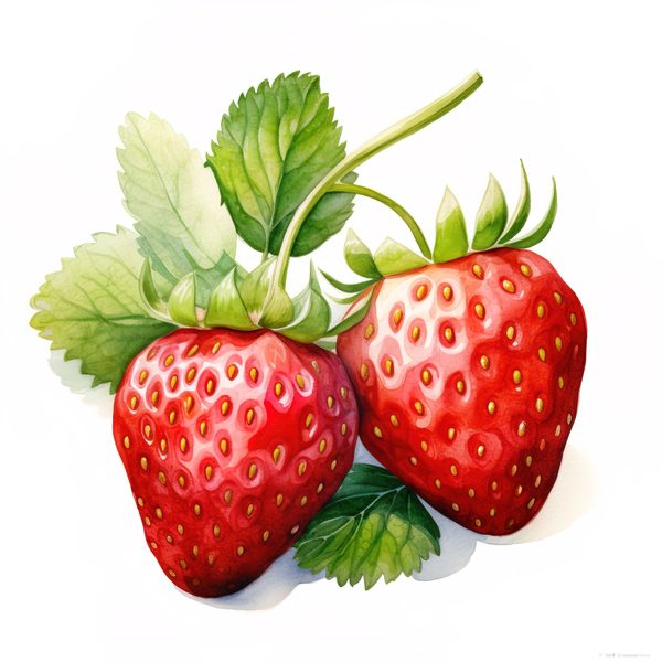 Watercolor Strawberry Clipart: Vivid Fruit Illustrations (JPG, PNG) — image 3