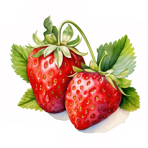 Watercolor Strawberry Clipart: Vivid Fruit Illustrations (JPG, PNG) — image 11