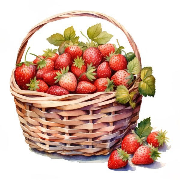 Watercolor Strawberry Clipart: Vivid Fruit Illustrations (JPG, PNG) — image 13