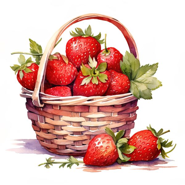 Watercolor Strawberry Clipart: Vivid Fruit Illustrations (JPG, PNG) — image 14