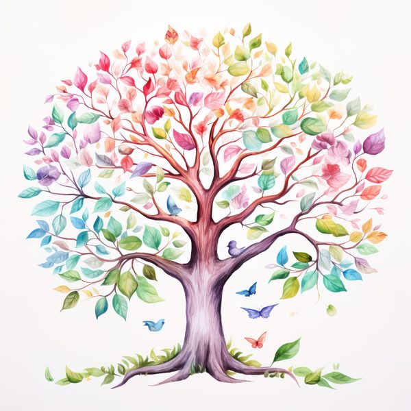 10 Mystical Old Tree in Rainbow Colors : Family Tree PNG, Commercial use — image 1