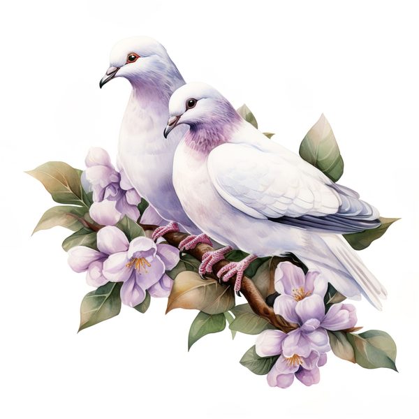 Watercolor Dove Clipart: Floral Branch PNG, JPG Graphics (Commercial Use) — image 6