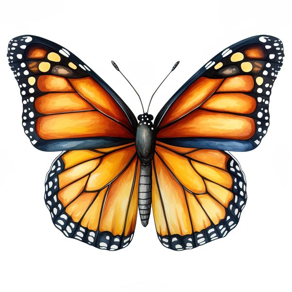 Watercolor Monarch Butterfly Clipart: Pink Flowers, Scrapbooking (JPG, PNG) — image 5