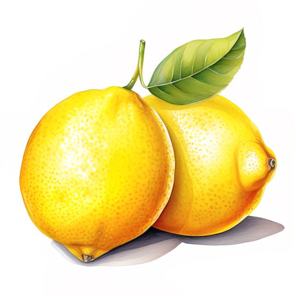 Watercolor Lemon Clipart: Fruit Basket, Lemon Juice (PNG JPG) — image 1