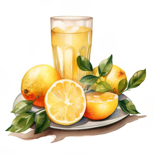 Watercolor Lemon Clipart: Fruit Basket, Lemon Juice (PNG JPG) — image 4