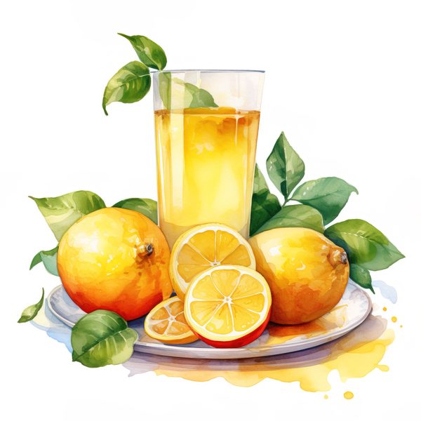 Watercolor Lemon Clipart: Fruit Basket, Lemon Juice (PNG JPG) — image 5