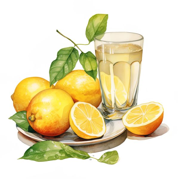 Watercolor Lemon Clipart: Fruit Basket, Lemon Juice (PNG JPG) — image 6