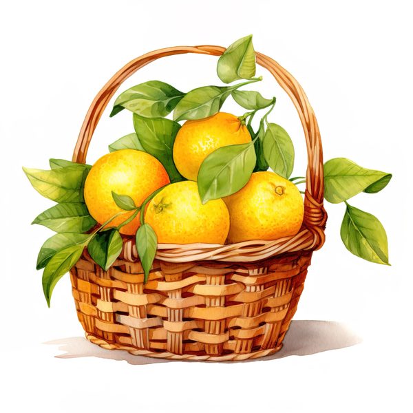Watercolor Lemon Clipart: Fruit Basket, Lemon Juice (PNG JPG) — image 10