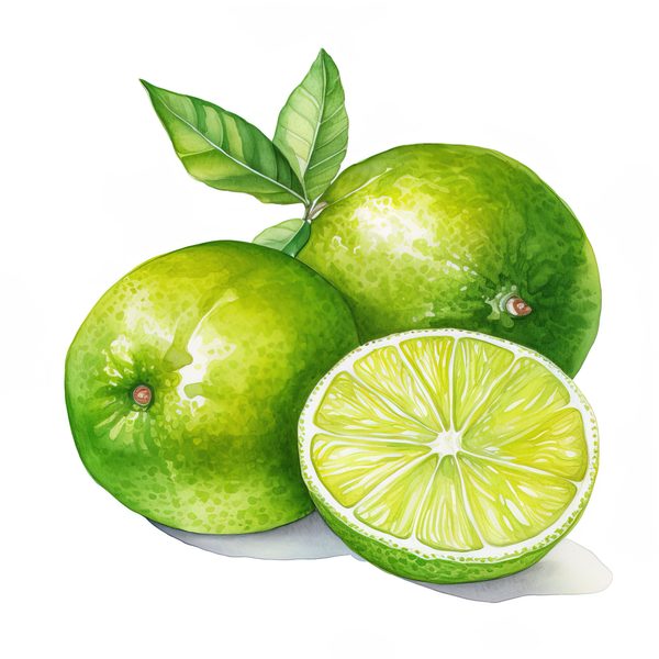 Watercolor Lime Clipart: Fresh Lime Juice, Basket (PNG JPG Digital Download) — image 2