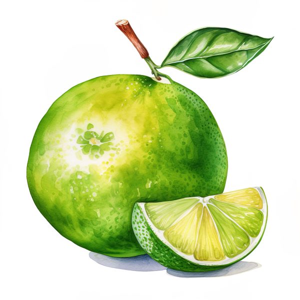Watercolor Lime Clipart: Fresh Lime Juice, Basket (PNG JPG Digital Download) — image 3