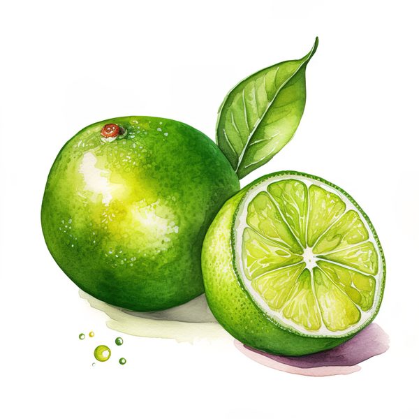 Watercolor Lime Clipart: Fresh Lime Juice, Basket (PNG JPG Digital Download) — image 5