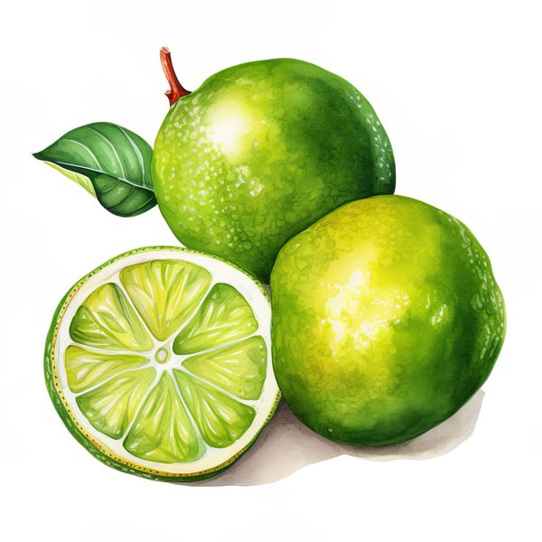Watercolor Lime Clipart: Fresh Lime Juice, Basket (PNG JPG Digital Download) — image 6