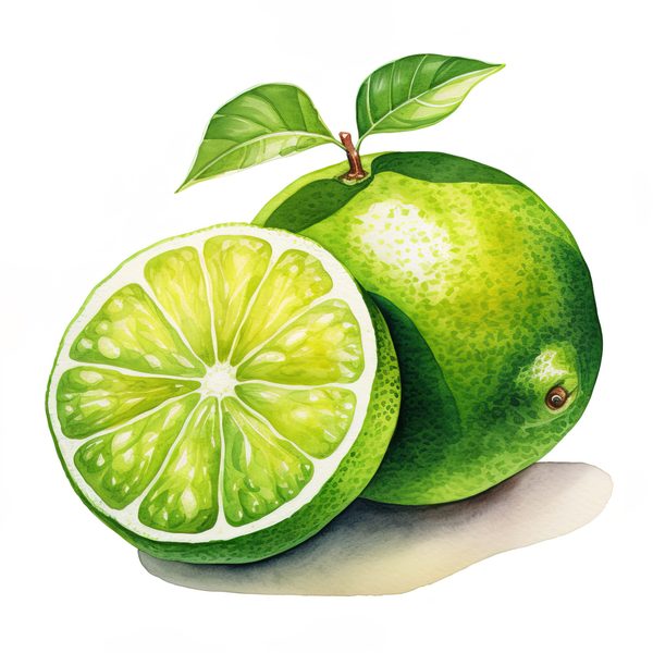 Watercolor Lime Clipart: Fresh Lime Juice, Basket (PNG JPG Digital Download) — image 7