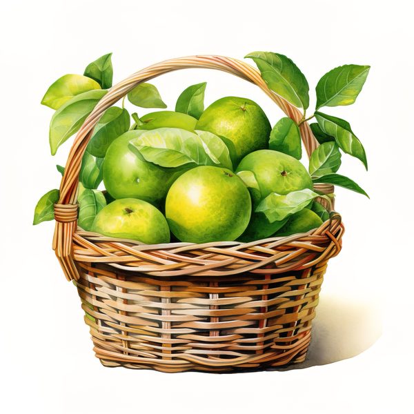 Watercolor Lime Clipart: Fresh Lime Juice, Basket (PNG JPG Digital Download) — image 9