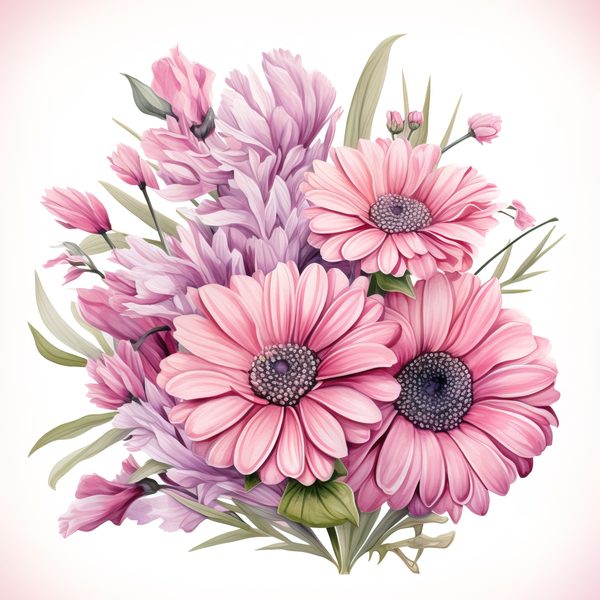 Watercolor Gerbera Clipart: Pink & Purple Floral PNG (Commercial Use) — image 7