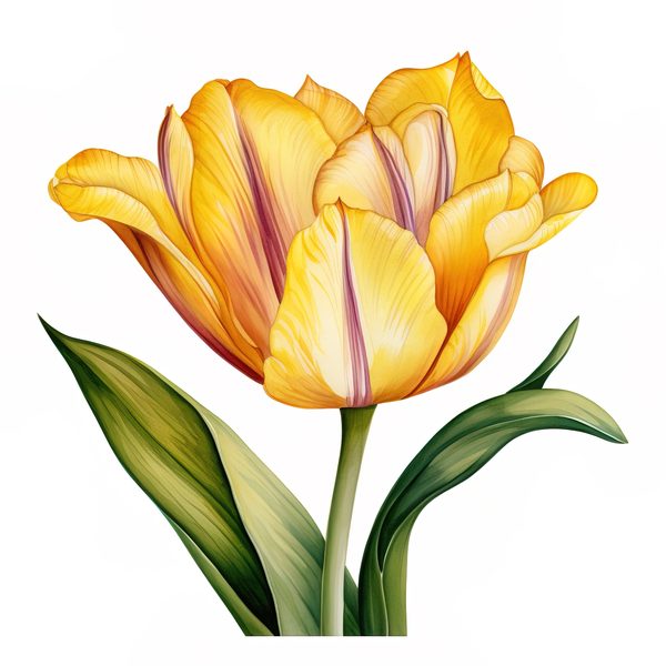 Watercolor Yellow Tulip Bouquet Clipart: Spring Flower Illustrations (JPG, PNG) — image 6