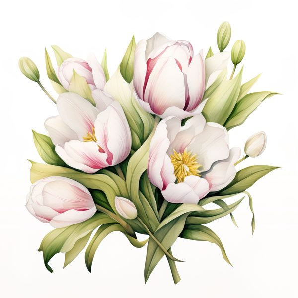 Watercolor Tulips Clipart Set: Yellow & Pink PNG Graphics (Commercial Use, Digital Download) — image 3