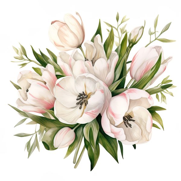 Watercolor Tulips Clipart Set: Yellow & Pink PNG Graphics (Commercial Use, Digital Download) — image 6
