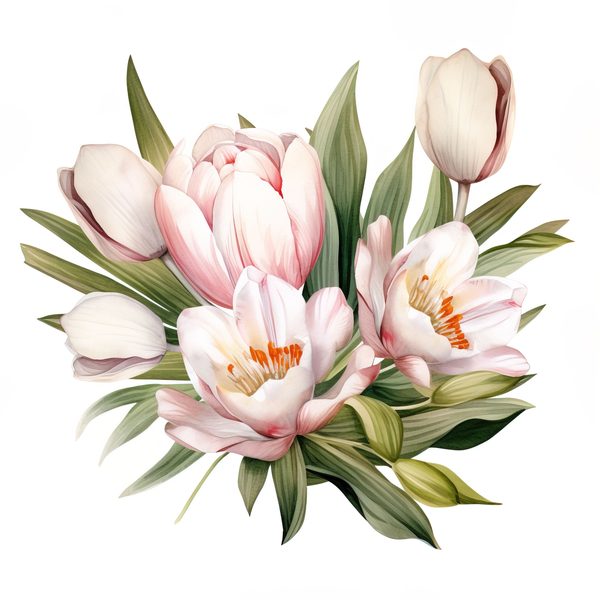 Watercolor Tulips Clipart Set: Yellow & Pink PNG Graphics (Commercial Use, Digital Download) — image 10