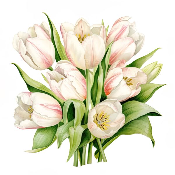 Watercolor Tulips Clipart Set: Yellow & Pink PNG Graphics (Commercial Use, Digital Download) — image 13