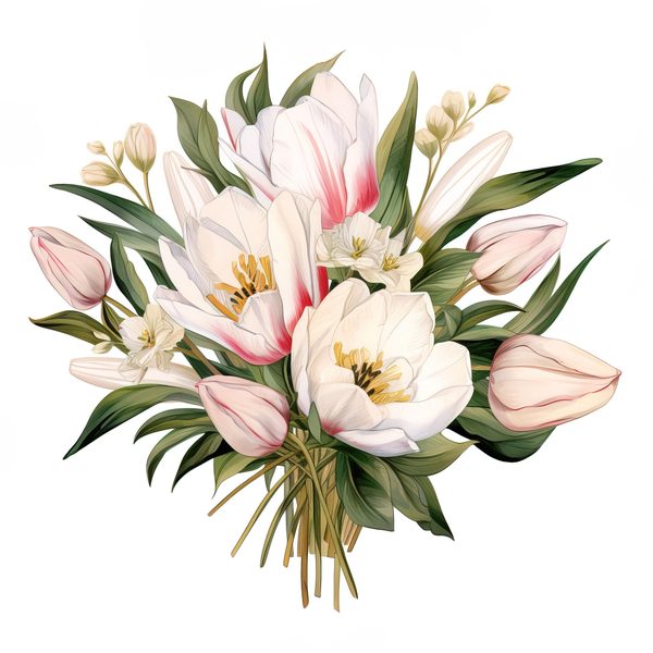 Watercolor Tulips Clipart Set: Yellow & Pink PNG Graphics (Commercial Use, Digital Download) — image 15