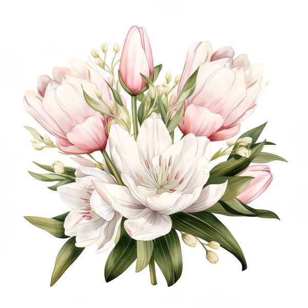 Watercolor Tulips Clipart Set: Yellow & Pink PNG Graphics (Commercial Use, Digital Download) — image 18