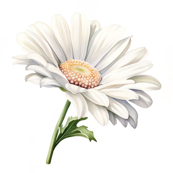 Watercolor White Gerbera Daisy Clipart: Floral PNG Art (Commercial Use) — image 1