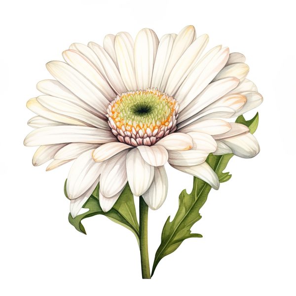Watercolor White Gerbera Daisy Clipart: Floral PNG Art (Commercial Use) — image 3