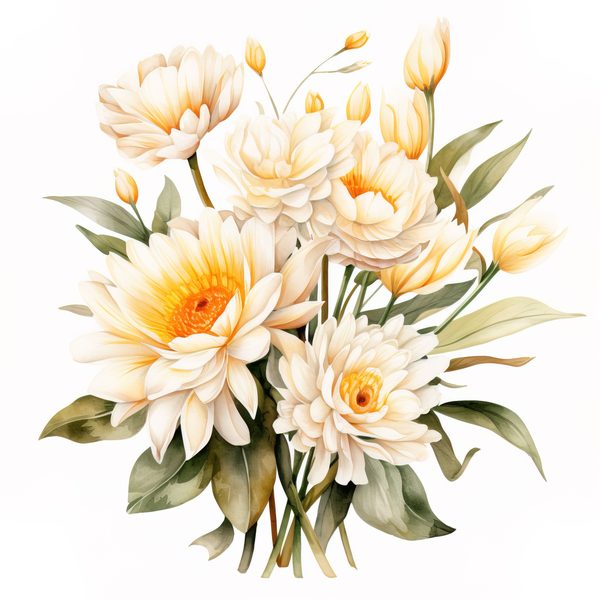 Watercolor White Gerbera Daisy Clipart: Floral PNG Art (Commercial Use) — image 5