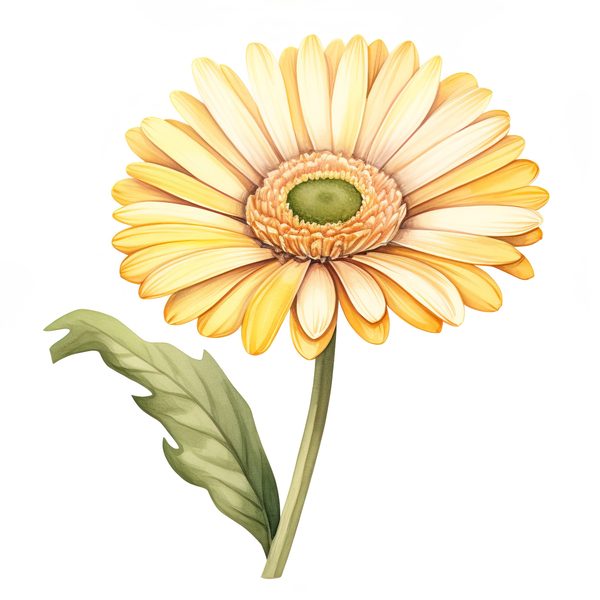 Yellow Daisy Watercolor Clipart: Floral PNG JPG (Digital Download) — image 1