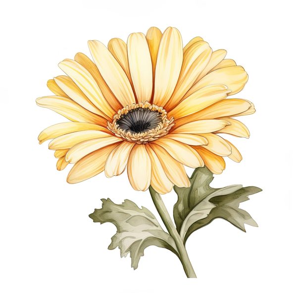Yellow Daisy Watercolor Clipart: Floral PNG JPG (Digital Download) — image 7