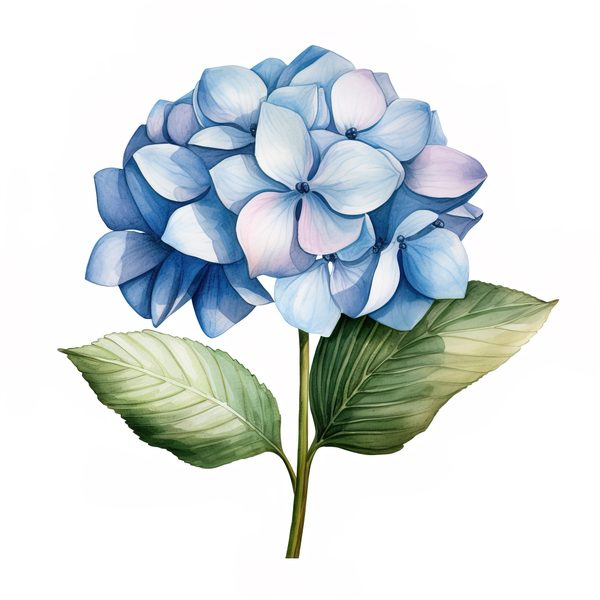 Blue Hydrangeas Watercolor Clipart: Floral Design (JPG, PNG) (Digital Download) — image 1