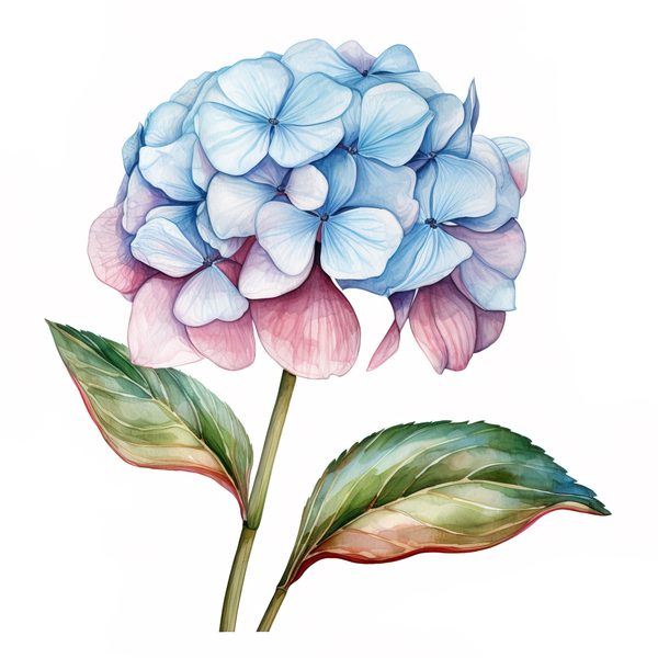 Blue Hydrangeas Watercolor Clipart: Floral Design (JPG, PNG) (Digital Download) — image 2