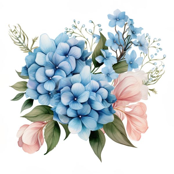 Blue Hydrangeas Watercolor Clipart: Floral Design (JPG, PNG) (Digital Download) — image 5