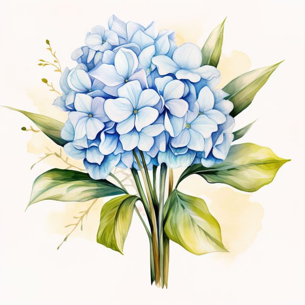 Blue Hydrangeas Watercolor Clipart: Floral Design (JPG, PNG) (Digital Download) — image 6